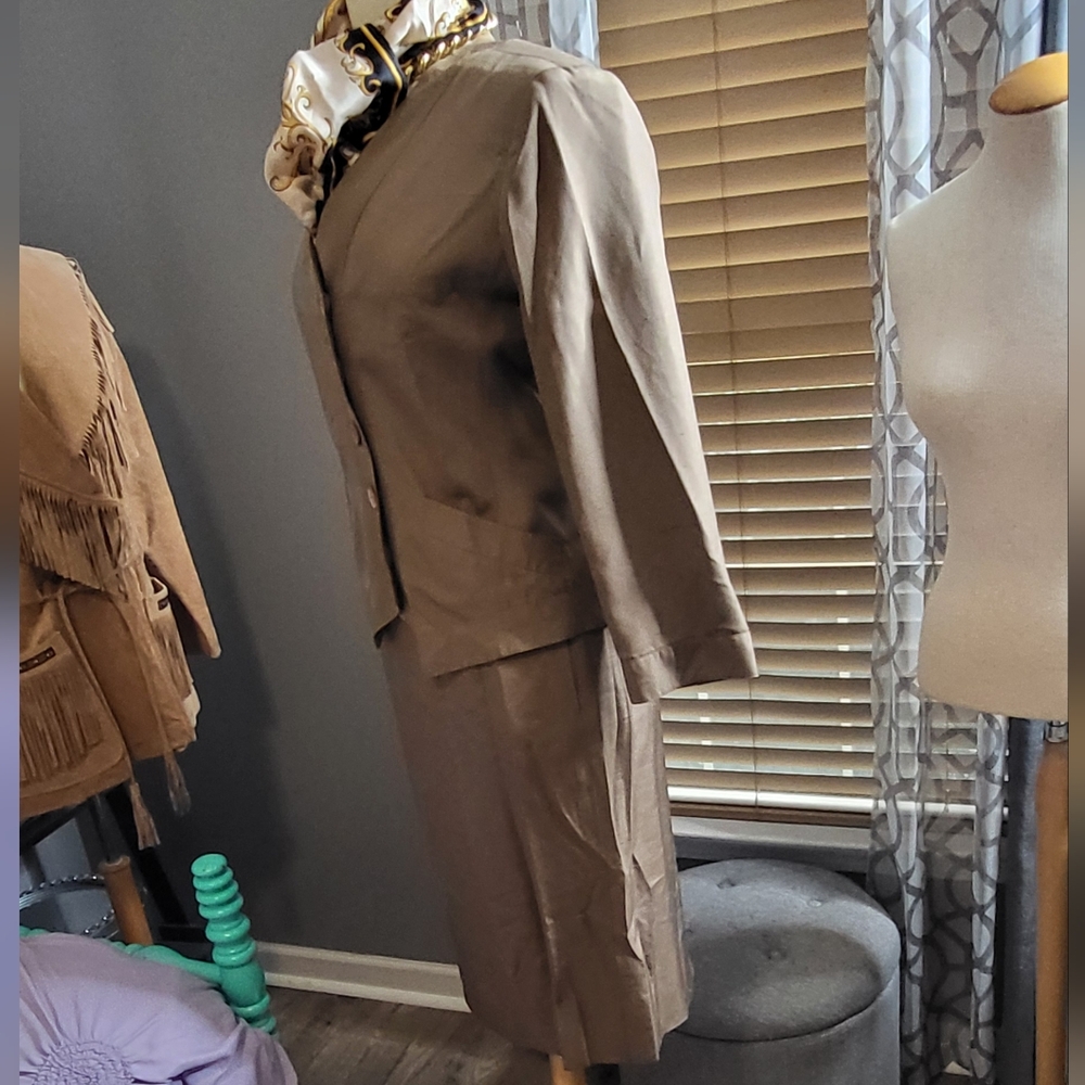 Sophisticated Vintage Saint Laurent Silk Skirt Suit - Picture 2 of 7